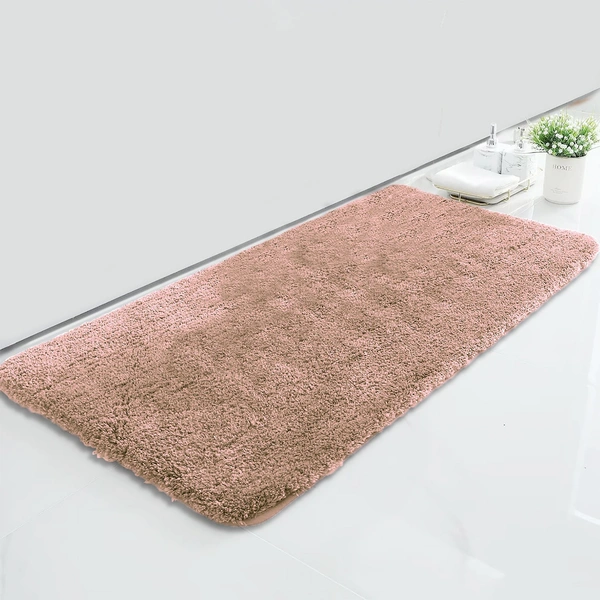 LUXE HOME INTERNATIONAL Vegas Bath Mat Soft, Non Slip Mat for Bedroom and Bathroom Floor - 60x90 cm, Peach