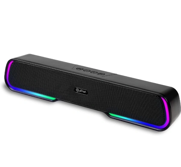 PTron Newly Launched Fusion One 14W Bluetooth Speaker 5.3 Mini Soundbar, 20Hrs Playback Time, 10 RGB Modes