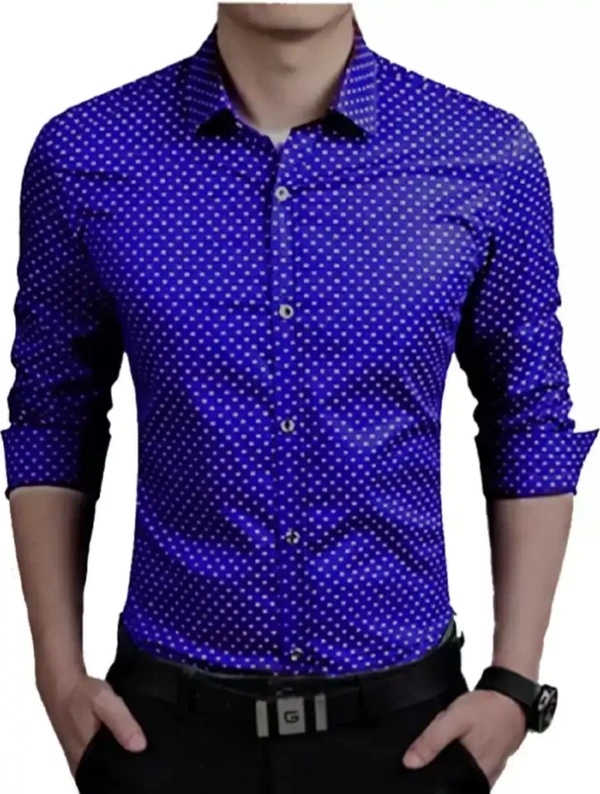 FASHLOOK Men Royal Blue Regular Fit Regular Fit dots Casual Shirt - L