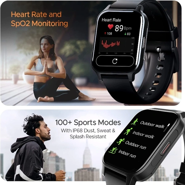 boAt Xtend Call Plus Smart Watch with 1.91" HD Display, Advanced BT Calling, Coins, ENX Tech, HR & SpO2, English & Hindi Languages, Multiple Watch Faces, 100+Sports Modes(Active Black)
