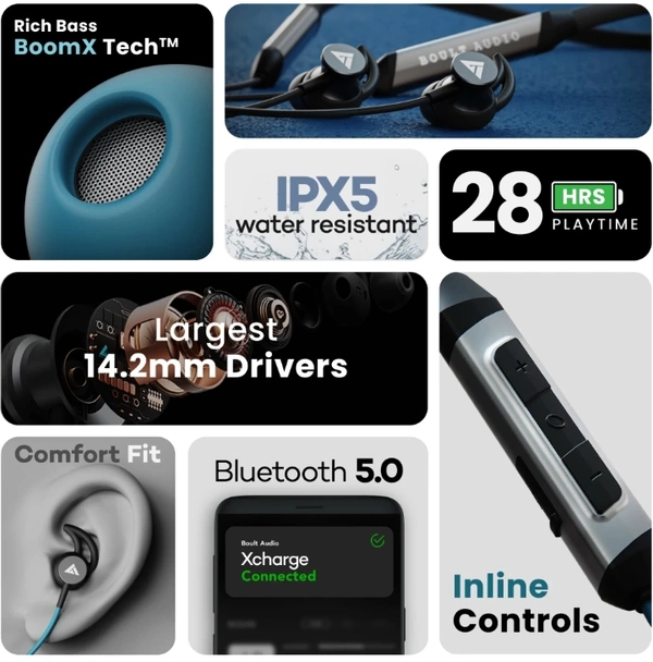Boult Audio XCharge with ENC Mic, 28H Playtime, Ultra-Fast