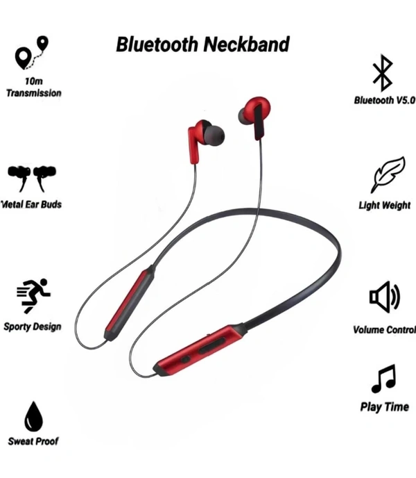 Bxeno 333 Badshah 24 Hours Playing Time Fast Charging Bluetooth Neckband Earphone Bluetooth Headset