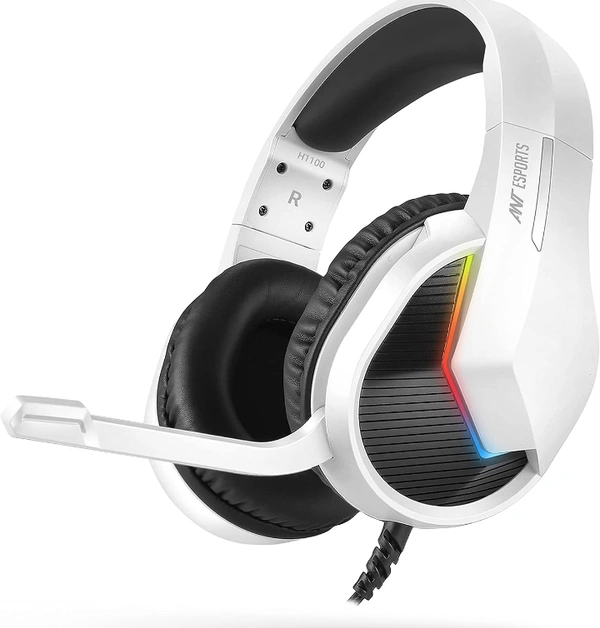 Ant Esports H1100 Pro RGB Wired Over Ear Gaming Headphones for PC/ PS4 / PS5 / Xbox One / Switch1 with mic Frost White