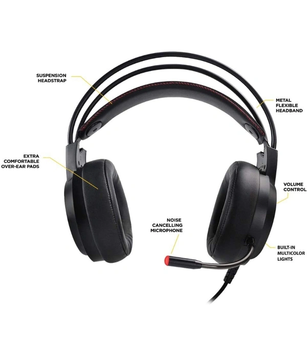 Ant Esports H707 HD RGB Wired Gaming Headset | Noise Cancelling Over-Ear Headphones with Mic for PC / PS4 / Xbox One/Nintendo Switch/Mac