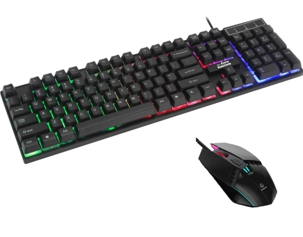 RPM Euro Games Gaming Keyboard and Mouse Combo | Keyboard - With 7 Color Backlit |Suspension Caps | Backlit | 104 Keys | Mouse - Upto 3200 DPI, 4 Levels 6 Buttons | 7 Color RGB Wired USB Gaming Keyboard (Black) Wired USB Gaming Keyboard