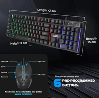 RPM Euro Games Gaming Keyboard and Mouse Combo | Keyboard - With 7 Color Backlit |Suspension Caps | Backlit | 104 Keys | Mouse - Upto 3200 DPI, 4 Levels 6 Buttons | 7 Color RGB Wired USB Gaming Keyboard (Black) Wired USB Gaming Keyboard