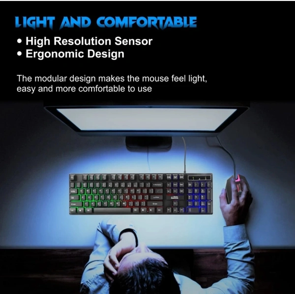 RPM Euro Games Gaming Keyboard and Mouse Combo | Keyboard - With 7 Color Backlit |Suspension Caps | Backlit | 104 Keys | Mouse - Upto 3200 DPI, 4 Levels 6 Buttons | 7 Color RGB Wired USB Gaming Keyboard (Black) Wired USB Gaming Keyboard