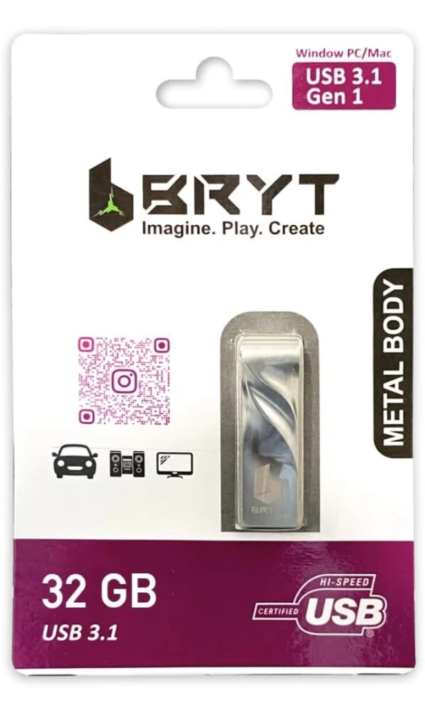 BRYT Metal Body Flash Drive USB 3.1 High-Speed Type A Pendrive With 10 Years Warranty 32 GB Pen Drive