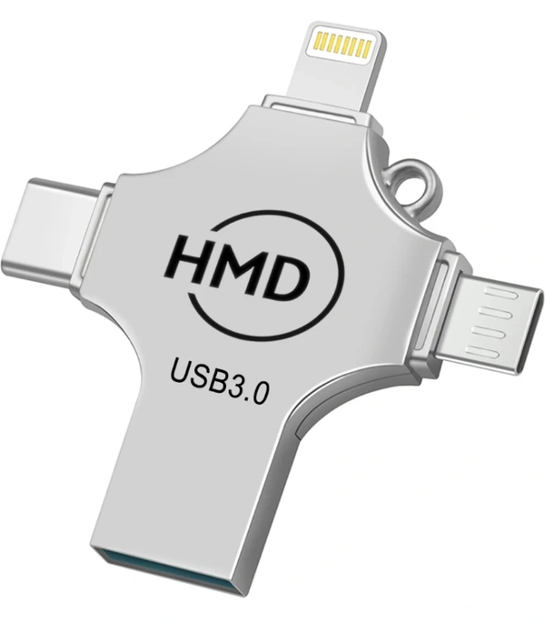 hmd 1 TB 4 in 1 Pen Drive For iOS & Android Compatible with iPhone, iPad, Android, PC 1 TB OTG Drive (Black, Type A to Type C)