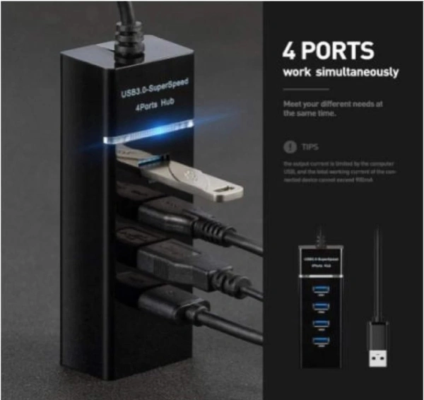 TERABYTE USB HUB 3.0 4 Port USB Hub 3.0. Adapter Cable with 5Gbps Speed, Laptop, PC Computers, with Led Indication USB Hub