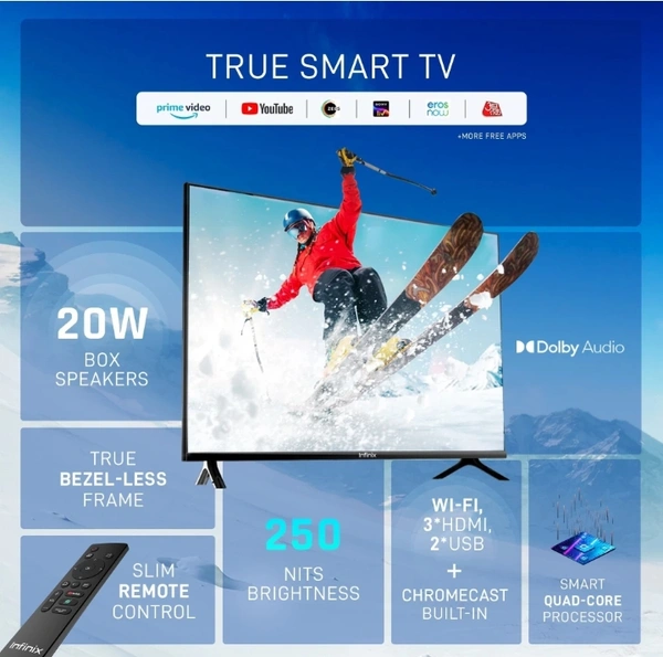 Infinix Y1 80 cm (32 inch) HD Ready LED Smart Linux TV with Wall Mount (32Y1)