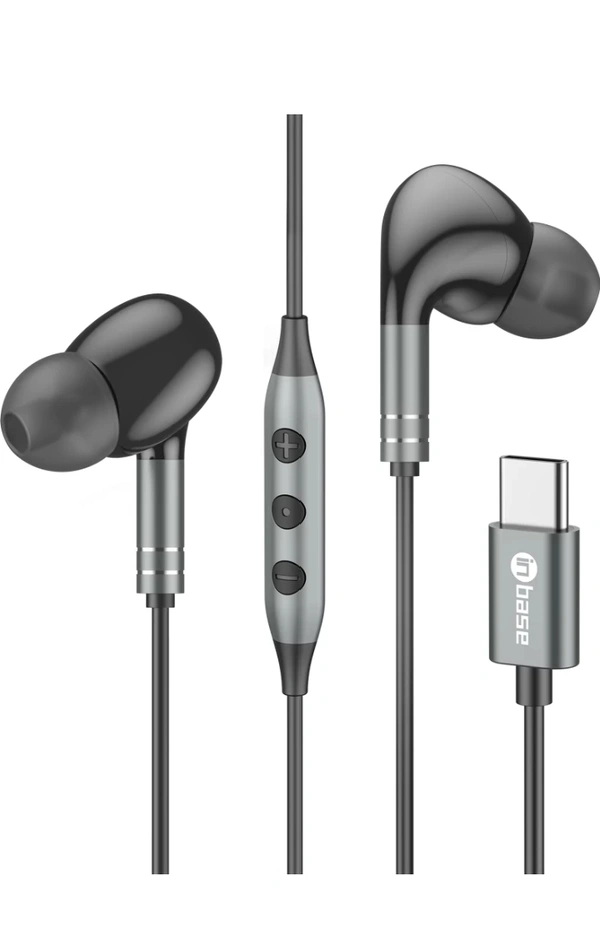 Inbase Type C Earphones with 10 mm Driver, Noise Isolation, Powerful bass, Clear Sound Wired Headset (Black, In the Ear)