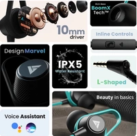 Boult Audio Loop2 with 10mm Drivers, BoomX Rich Bass, In-line Controls, Soft Silicon Snugfit Wired Headset