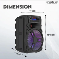 KRISONS Rocky 8-inch Woofer, Free Wired Mic, 4 hours Playback RGB Lights, USB Input 1000 W Bluetooth Home Theatre (Black, Mono Channel)