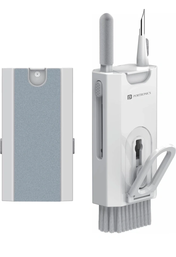 Portronics Clean M Multifunctional 8 IN 1 Cleaning Kit with Mobile Holder for Laptops, Computers, Mobiles (POR-1791)