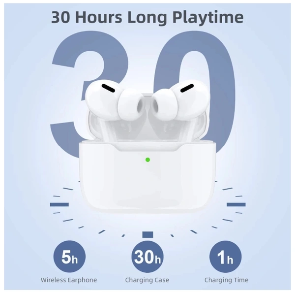 Wireless Earbuds with High Bass and Triable, Mic Bluetooth Headset (White, True Wireless)