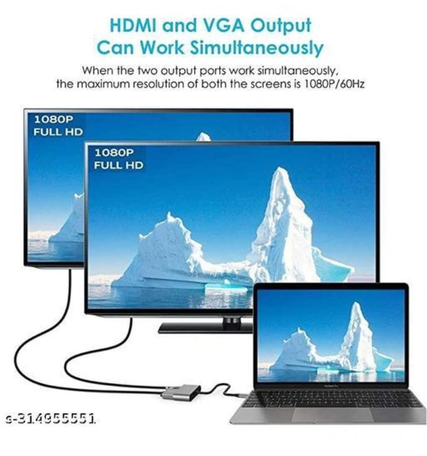 Type C to HDMI 4K@30Hz Adapter and VGAAdapter, 2 in 1 Adapter