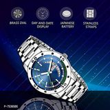 Acnos Day and Date Functioning Metal Strap Quartz Wrist Watch for Men with Brass Dial - Free Delivery