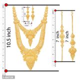 Mansiyaorange One Gram Gold Long Rani Haar Bridal Necklace Imitation/ Jewelery/Jualry/Jwellry/Jewellery Set For Women - Gold, Free Delivery, Standard