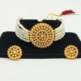 Stylish Alloy White American Diamond And Beads Work Jewellery Set For Women - White, Free Delivery