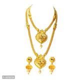 ETHNICKING Gold Plated Fashion Bridal Partywear Antique Bridal Latest Jewellery For Women Stylish - Gold, Free Delivery, Free Size