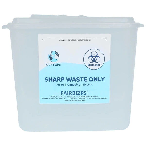 FAIRBIZPS Bio-Medical Sharps Container with Puncture Proof for Needles, Glass Waste and Metallic Implants-Capacity 10 Ltr.