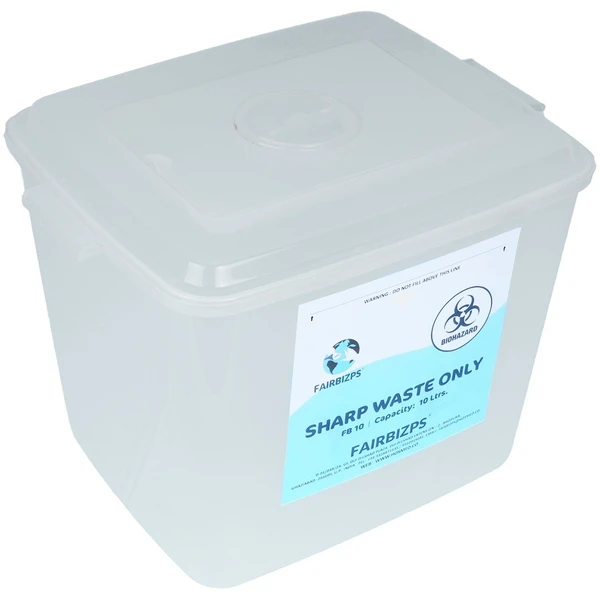 FAIRBIZPS Bio-Medical Sharps Container with Puncture Proof for Needles, Glass Waste and Metallic Implants-Capacity 10 Ltr.