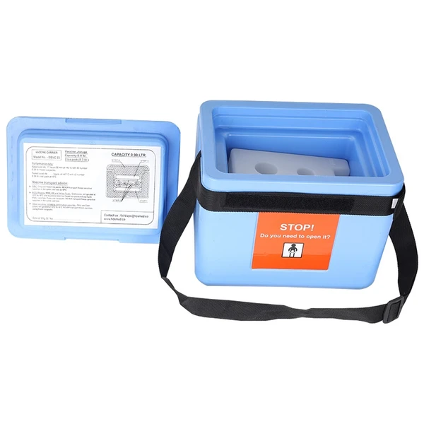 FAIRBIZPS Mini Vaccine Carrier Box with 2 Ice Pack Small Vaccine Storage Box (0.90 Ltr) Blue - BLUE