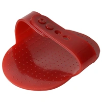 FAIRBIZPS Pet Bath Comb Massage Comb with Ring Handle Rubber Bristles Hand Brush Band Comb for Dogs & Cats (Red)