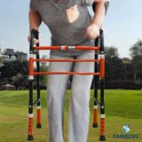FAIRBIZPS Folding Walker for Adults Stainless Steel Lightweight Height Adjustable Foldable Walker For Old People (Orange & Black)