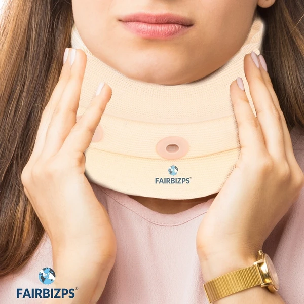 FAIRBIZPS Plain Soft Cervical Collar, For Neck Support, Relieves From Neck Pain, Excessive strain on the neck muscles - Medium (Beige)