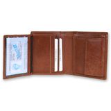 FAIRBIZPS FIPL Leather Wallets for Men, Top Grain Leather 8 Card Slots, 3 Compartments, Tri Fold Wallet