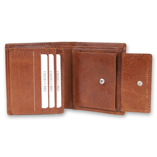 FAIRBIZPS FIPL Leather Wallets for Men, Top Grain Leather 8 Card Slots, 3 Compartments, Tri Fold Wallet