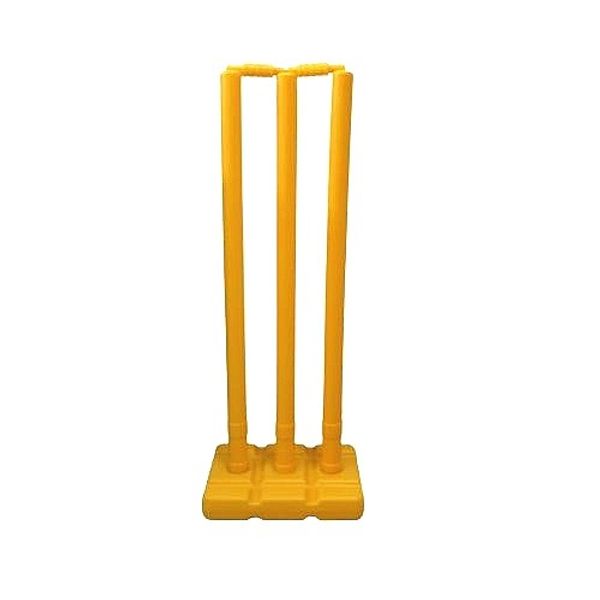 Cricket Stumps with Stand Cricket Kit Plastic Wickets for Cricket Standard Wickets for Cricket Ground, Match, Tournament Stump with Stand & Bails- Fluorescent Green -Plastic Wickets Set  - Standard