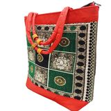 Tote Bag for Women with Zip, Stylish Cotton Handbags, Tote Grocery Portable Bag - Regular, Multicolor