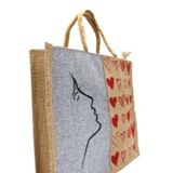 Eco-Friendly Jute Bag-Reusable Tiffin/Shopping/Grocery Multipurpose Hand Bag with Zip & Handle for Men and Women (Grey) - Medium, Multicolor