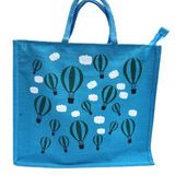 Jute Bag Blue for Shopping - Printed Jute Bag | Shoulder Bag | Shoppers Tote | Jute Bag Big Size | Grocery Bag | Eco Friendly Bags for Shopping - Cute & Quirky Collection (Parachute) - Regular, BLUE