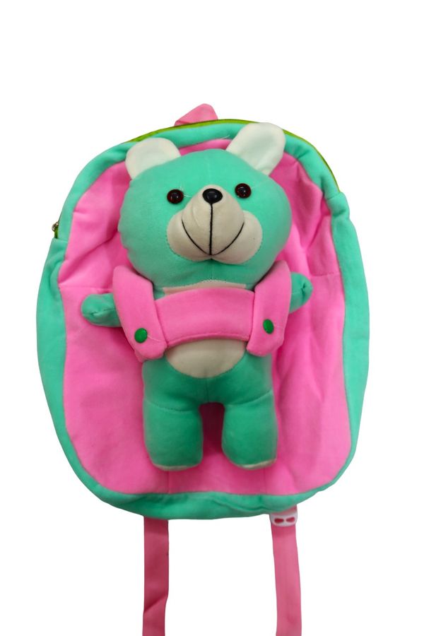 Kids Soft Cartoon Green and pink Travelling School Bag Soft Plush Backpacks Boys Girls Baby for 2 to 5 Years Baby/Boys/Girls Nursery, Preschool, Picnic - Regular, Multicolour