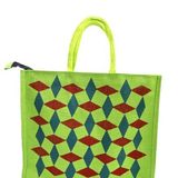 spacious Jute Bag with Zipper Closure, Full Sizet and Large Handles,MultiPurpose Jute Bag for Office/College/School,Tiffin,Shopping/Grocery Bag, Eco-Friendly Bag For Men,Women and Kids (Green) - Regular, Multicolor
