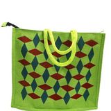spacious Jute Bag with Zipper Closure, Full Sizet and Large Handles,MultiPurpose Jute Bag for Office/College/School,Tiffin,Shopping/Grocery Bag, Eco-Friendly Bag For Men,Women and Kids (Green) - Regular, Multicolor