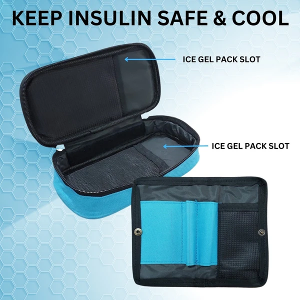 FAIRBZPS Insulin Cooling Travel Pouch for Diabetics with Two Ice Gel Packs - Sky Blue | Ice Pack for Insulin | Insulin Cooler Bag for Travel | Keep Insulin Safe and Cool for 6 to 8 Hours