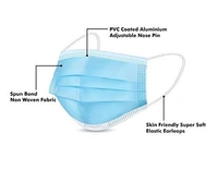 FAIRBIZPS Fabric Disposable Face Mask with Nose Clip (Blue, Pack of 50), 3 Ply Mask, Suitable for Home, School, Office and Outdoors