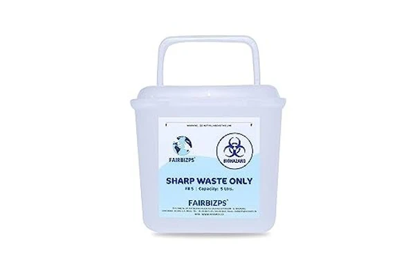 FAIRBIZPS Bio-Medical Sharps Container Waste Box, Glass Waste and Metallic Implants, Bio-hazard, Bio-Medical Sharps Container Puncture Proof Box 5 LTR.