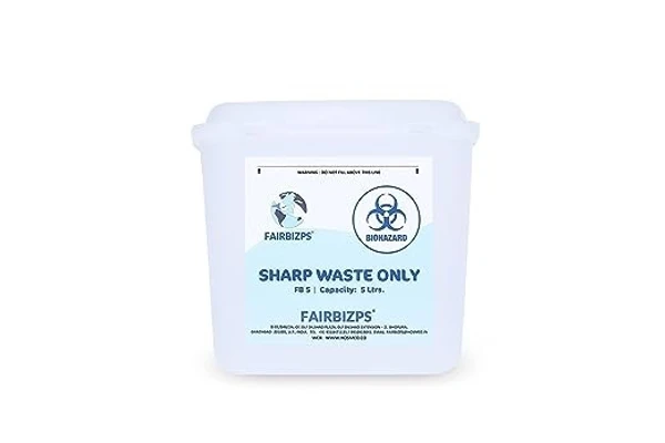 FAIRBIZPS Bio-Medical Sharps Container Waste Box, Glass Waste and Metallic Implants, Bio-hazard, Bio-Medical Sharps Container Puncture Proof Box 5 LTR.