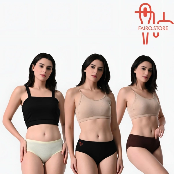 FAIRO STORE Women's Cotton Panties Comfortable Solid Panties Multicolor(XXL 100 cm) Panties (Pack of 3) - XXL (100 cm)