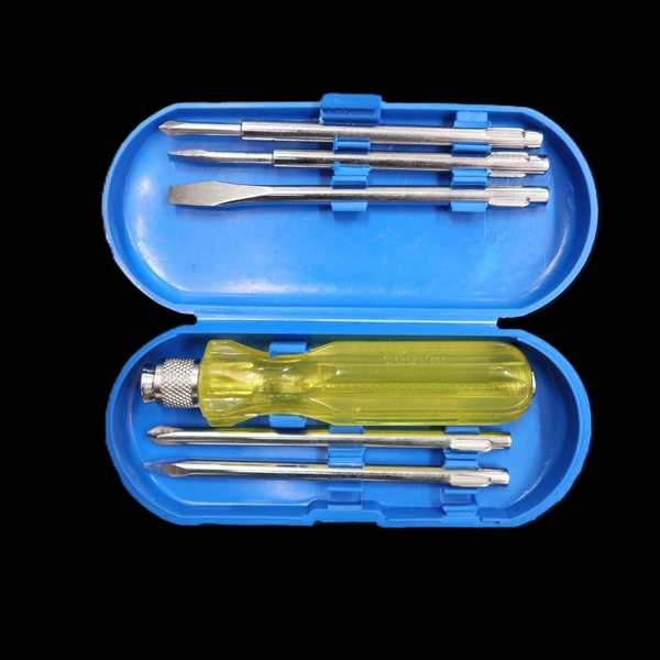 FAIRBIZPS  5-in-1 Magnetic Screwdriver Set with Tester – Slotted, Phillips & Poker Tips | Durable Steel Blades with Non-Slip Grip Handle | Multipurpose Toolkit for Home & Office Use