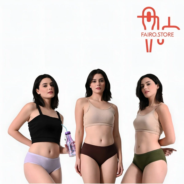 FAIRO STORE Women's Cotton Comfortable Solid Hipster Multicolor (XL 95 CM) Panties Pack of 3 - XL  (95 CM)