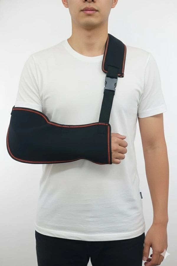 FAIRBIZPS Pediatric Arm Sling for Kids – Adjustable, Lightweight Support for Arm, Wrist, and Elbow Injuries with Soft Shoulder Strap for All-Day Comfort - Black