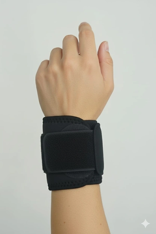 FAIRBIZPS Premium Adjustable Wristband – Breathable, Sweat-Absorbing Fitness Band for Workouts, Running, Sports, and Daily Comfort Support - Black