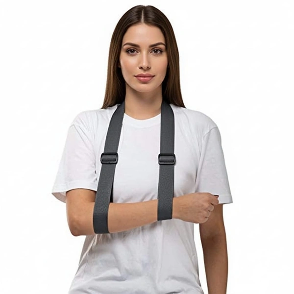 FAIRBIZPS Stylish Arm Strap for Fracture Support with Padded Shoulder Immobilizer Pouch | Suitable for Men, Women & Kids | Left or Right Hand - Gray